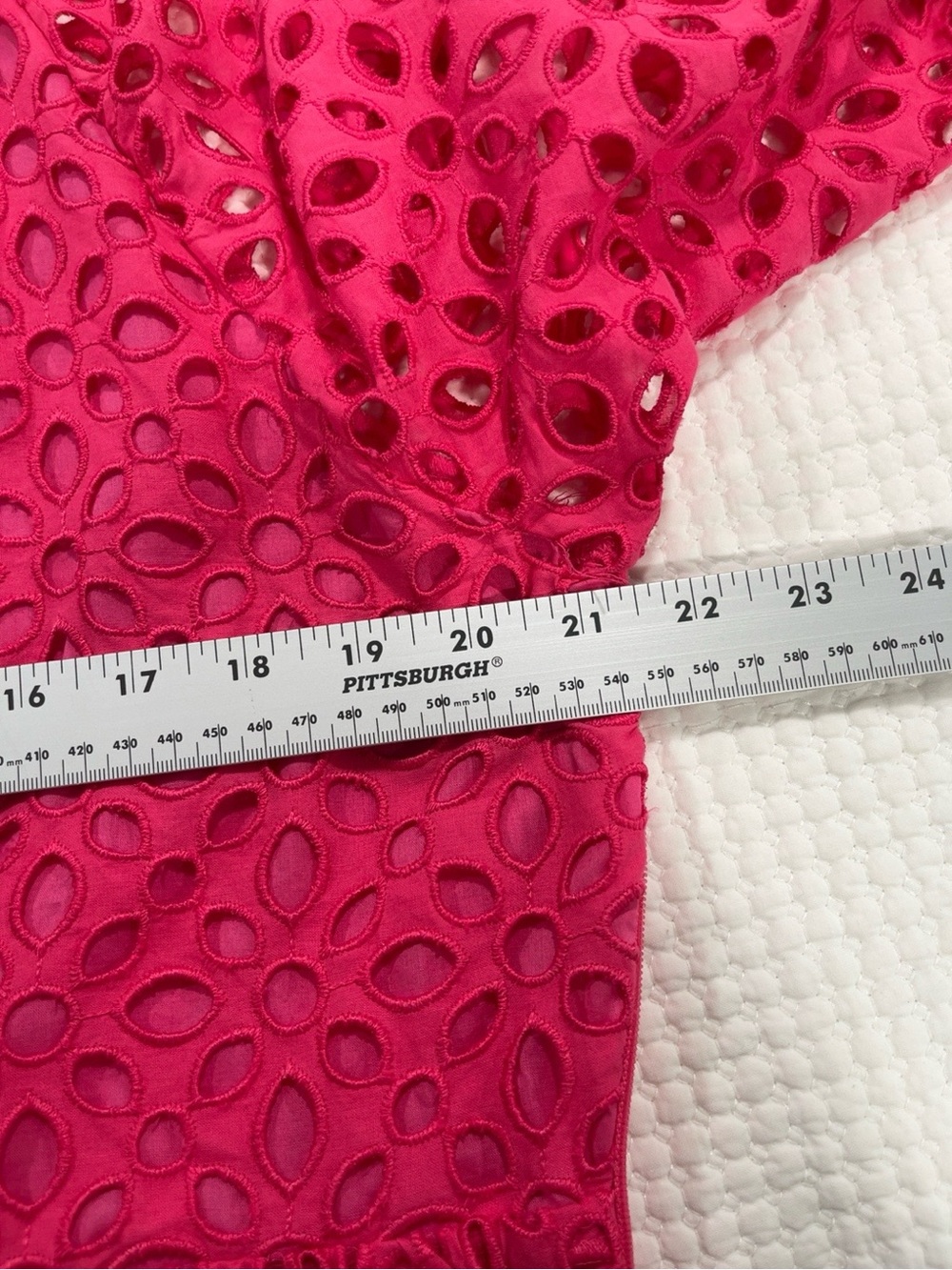 J. Crew Eyelet Long Sleeve Midi Dress in Bright Pink Pockets Barbiecore coquette - Picture 6 of 11